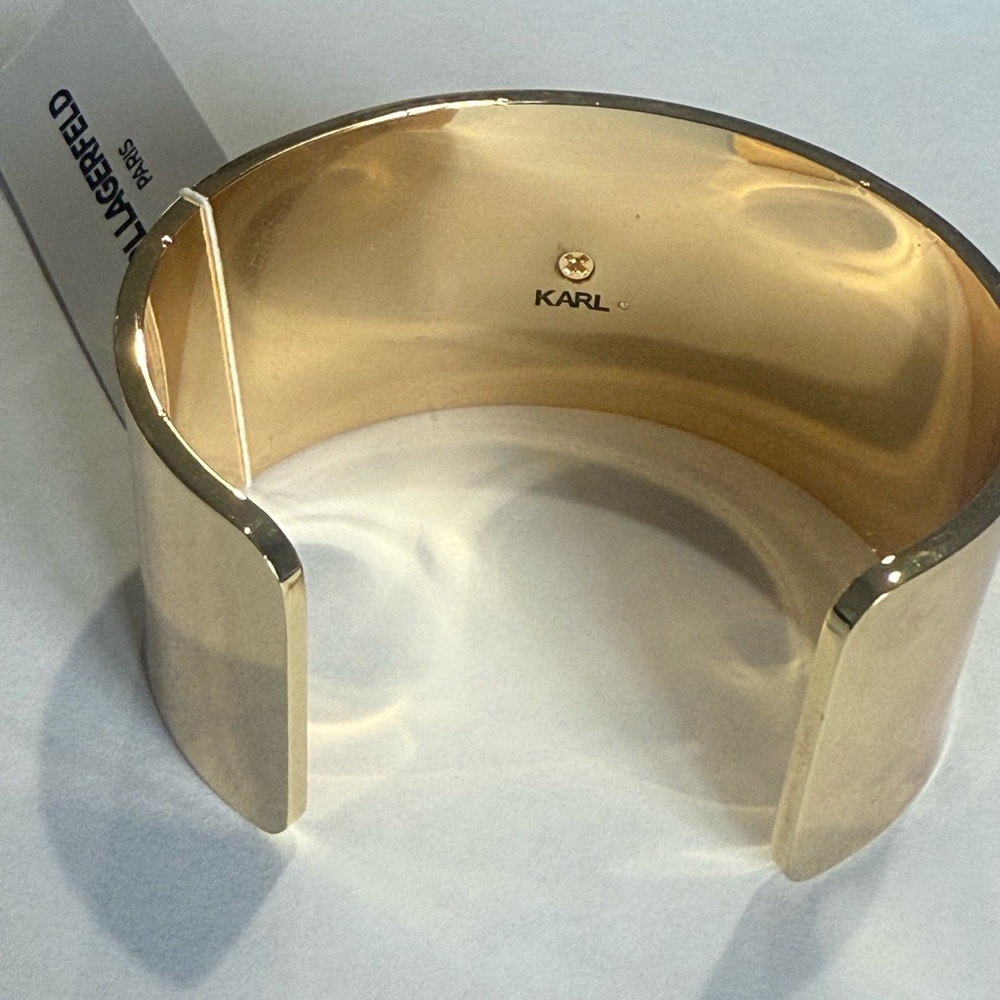 Karl Lagerfeld logo gold cuff bracelet features - Picture 3 of 5